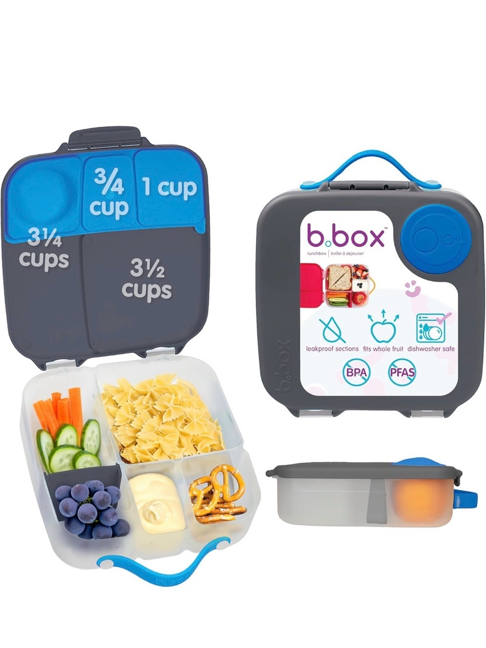 New Open Box b.box Lunch Box, 8.5 Cup Bento Box for All Ages, Snack Box Food
